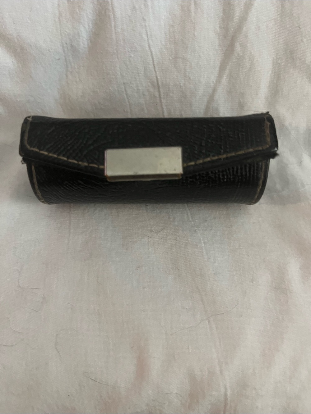 Brighton Leather Lipstick carrier with mirror. Case with Silver Plate